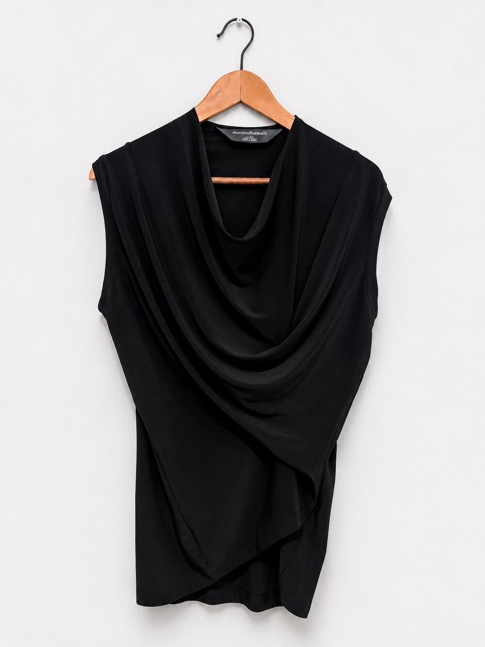 Norma Kamali Classic Black Tank Top Womens Size XL Staple Cowl Neck Normcore